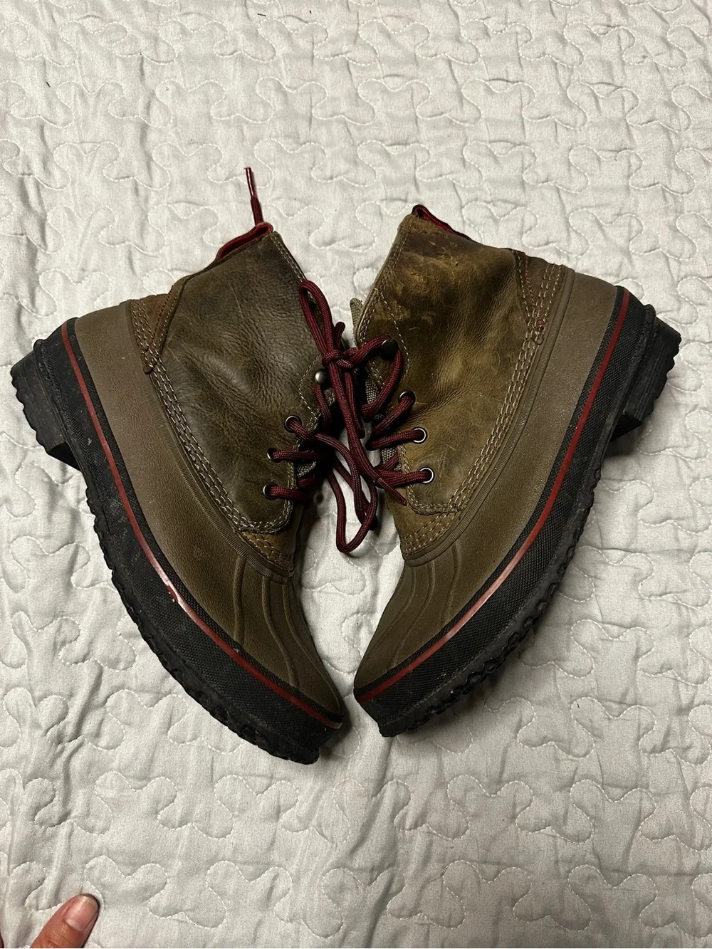UGG Brown Leather Rain & Snow Boots with Red Trim